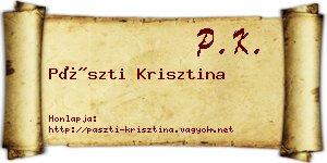 Pászti Krisztina névjegykártya